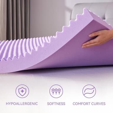 SINWEEK 3 Inch Egg Crate Memory Foam Mattress Topper Queen Size, Soft Mattress Pad for Back Pain Relief, Bed Topper, CertiPUR-US Certified - Image 4
