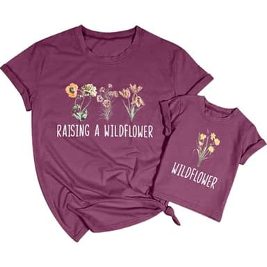Raising A Wildflower Shirt Mom Toddler Matching Tshirt Mommy and Me Matching Tee Mother Daughter Son Mama Mini Outfit - Image 1