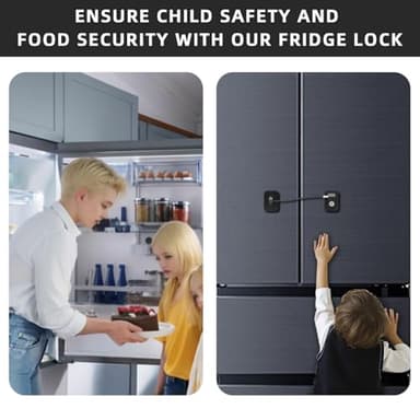 RORMGO Refrigerator Lock 2 Packs, Fridge Lock with Silicone Wire Protection Fridge Locks for Kids Easy to Use and Install Cabinet Locks with Key, Black - Image 3