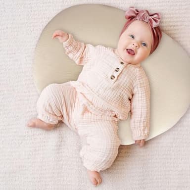 Nursing Pillow Cover - 2-Pack Muslin Cotton Removable Covers for Breastfeeding Pillows, Ultra-Soft Baby Feeding Pillowcase for Newborns, Fits 22.5"x18" Pillows (Pink & Cream) - Image 2