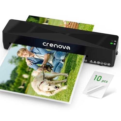 Crenova Laminator Machine with 10 Laminating Sheets, A4 Laminating Machine Hot & Cold with Fast Warm Technology, Thermal Laminator 9 Inch for Home Office School Business Black - Image 1