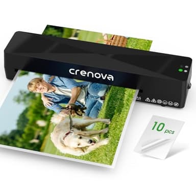 Crenova Laminator Machine with 10 Laminating Sheets, A4 Laminating Machine Hot & Cold with Fast Warm Technology, Thermal Laminator 9 Inch for Home Office School Business Black - Image 1