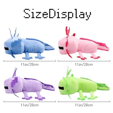 XSLWAN Blue Axolot Plush、Green Axolot Plush、 Pink Axolot Plush and Purple Axolot Plush Plush Stuffed Toy Soft Throw Pillow Kids Birthday Gift for Holidays, Birthdays（4PCS - Image 2