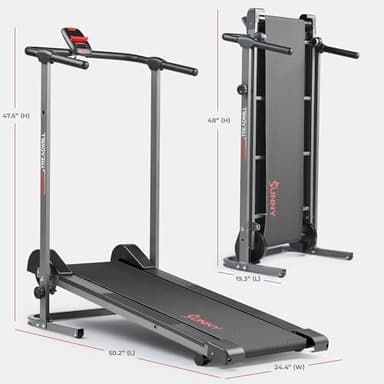 Sunny Health & Fitness Smart Manual Walking Treadmill, 300 LB Weight Capacity, Non-Electric, Fixed Incline, Compact & Foldable, Digital Monitor, Bluetooth Connection with SunnyFit App - SF-T1407SMART - Image 6