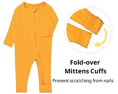 GUISBY Rayon Footless Pajamas with Mittens, Baby Girls Boys Long Sleeve Snug Fits Sleepers 3-Pack 3-6 Months - Image 3