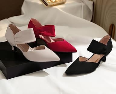 RIBONGZ Low Heels for Women Closed Toe Nude Kitten Heels Pointed Toe Sexy Slip on Pumps Bridal Party Dressy Shoes 12 - Image 9