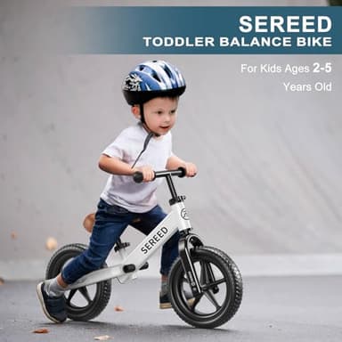 SEREED Toddler Balance Bike 2 Year Old, No Pedal Kids Toy Bike for 2-5 Years Old, Tool-Free Adjustment, Gift for 2-3 Boys Girls, Customize Plate with 3pcs Stickers (White) - Image 4