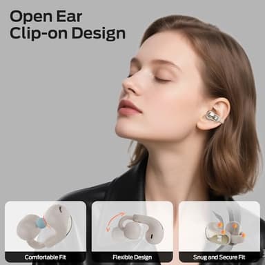 Monster Open Ear AC228 Wireless Headphones, Clip-On Earbuds, Adaptive Comfort, Immersive Audio, Bluetooth 6.0 Open Ear Earbuds with ENC Clear Call, 30H Playtime, IPX5 Water Resistant for Sport, White - Image 2