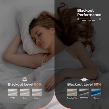 100% Blackout Shield Faux Linen Blackout Curtains for Bedroom 84 Inches Long, Back Tab/Rod Pocket Room Darkening Drapes for Living Room 2 Panels Set, 50" W x 84" L, Thatched Tan - Image 2