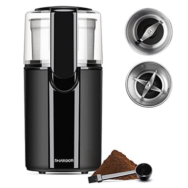 SHARDOR Coffee Grinder Electric, Spice, Herb, Grinder for Coffee Bean Spices and Seeds with 2 Removable Stainless Steel Bowls, Black - Image 1
