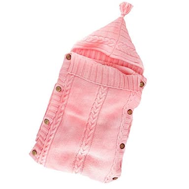 XMWEALTHY Newborn Baby Wrap Swaddle Blanket Knit Sleeping Bag Sleep Sack Stroller Wrap for Baby(Light Pink) (0-6 Month) - Image 5