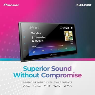Pioneer DMH-130BT 6.8" Resistive Touchscreen, Double Din – Bluetooth, Backup Camera, USB, FLAC, AM/FM Radio, Short Chassis, 50W x 4 Output, Steering Wheel Input - Image 4