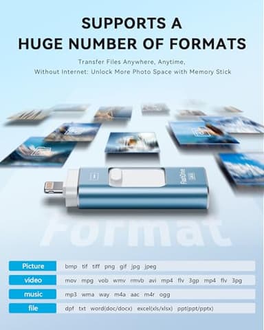 Apple MFi Certified 128GB Flash Drive for iPhone Thumb Drive Photo Stick, USB Memory Stick iPhone Flash Drive for Photos Videos, High Speed Jump Drive Compatible for iPhone/iPad/Android/PC (Blue) - Image 7