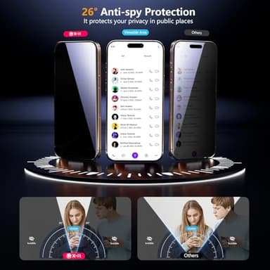 X-it 3-Pack Privacy Screen Protector for iPhone 16 Pro (6.3"), 9H+ Tempered Glass, Auto-Dust Removal, Military Grade Protection, Bubble-Free, Full Coverage, Case Friendly - Image 2