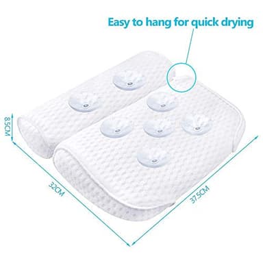 AmazeFan Bath Pillow, Bathtub Spa Pillow with 4D Air Mesh Technology and 7 Suction Cups, Helps Support Head, Back, Shoulder and Neck, Fits All Bathtub, Hot Tub and Home Spa [US. Patent Design] - Image 5