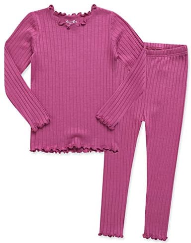 VAENAIT BABY Infant Toddler Kids Girls Long Sleeve Modal Sleepwear Pajamas 2pcs Set Shirring Purplepink L - Image 1