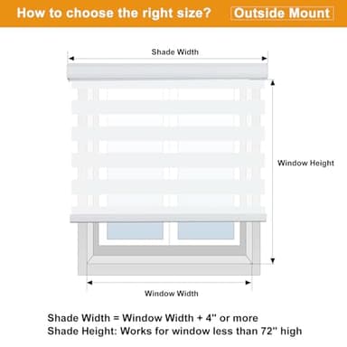 Persilux Cordless Zebra Blinds for Windows (58" W X 64" H, White) Free-Stop Roller Windows Shades Dual Layer Light Control for Day and Night, Light Filtering Sheer Shades for Home, Easy to Install - Image 8