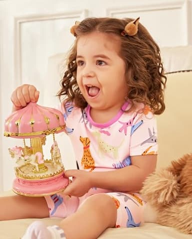 babee Reshinee Bamboo Viscose Toddler Girls Kids Short Sleeve Pajamas 2-3T Years Pink Summer Cool Soft 2pcs Set Pjs Pyjamas Jammies - Image 4