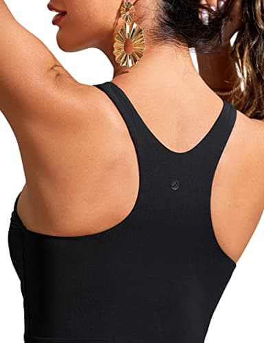 CRZ YOGA Womens Racerback Bikini Tops Quick Dry High Neck Modest Swimsuit Padded Sports Bathing Suit Black Medium - Image 4