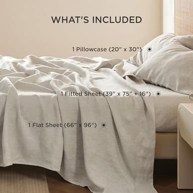 Bedsure Linen Sheets - Twin Size Sheets, Blend from Linen Cotton Bedsheets, Breathable Cotton Bedsheets, Gifts for All Seasons, 3 Pieces, Linen - Image 8