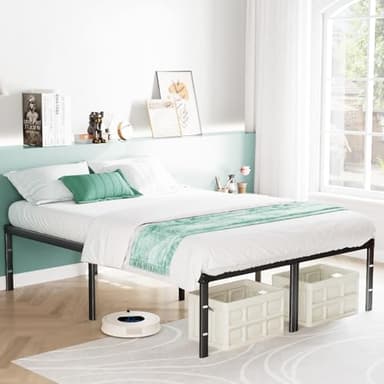 Sweetcrispy Full Bed Frame - 14 Inch Metal Platform Bed Frames for with Storage Space Under Base, Sturdy Steel Slat Support, No Box Spring Needed - Image 8