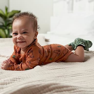 Gerber Baby Boys 6-Pack Long-Sleeve Onesies Bodysuit, Fox, 12 Months - Image 5