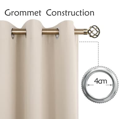 BGment Blackout Curtains - Grommet Thermal Insulated Room Darkening Bedroom and Living Room Curtains, Set of 2 Panels (52 x 63 Inch, Champagne) - Image 5