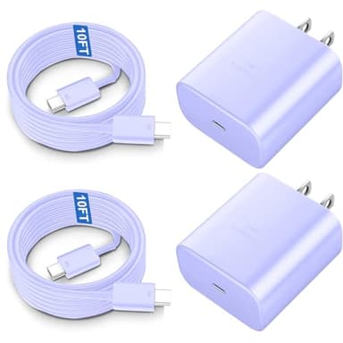 USB C Charger, 45W Samsung Super Fast Charger with 10FT Cable for Samsung Galaxy S25 Ultra/S25/S24 Ultra/S24/S23 Ultra/S23/S22 Ultra/S22/S21/S20/Note 10/20, PPS Android Phone Charger-Purple - Image 1