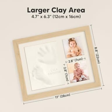 Baby Hand and Footprint Kit - Quick Dry Clay Baby Footprint Kit, Newborn Keepsake, Nursery Picture Frame for Boys, Girls, Personalized Gifts for Shower & Registry, New Mom Gift (Ash Wood) - Image 4