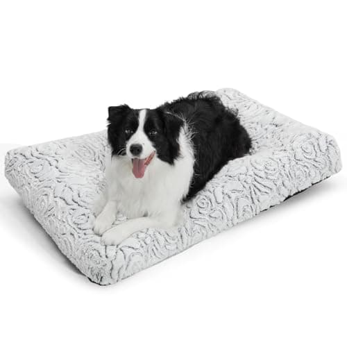 TSEB4TEP Dog Bed,Orthopedic Foam Plush Dog Bed for Crate Fulffy Comfy Kennel Pad Anti-Slip,36" Dogs Bed Sofa Pet Bed for Large,Medium,Small Dogs Breeds,36" x 24",L,Gray - Image 1