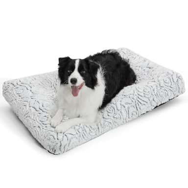 TSEB4TEP Dog Bed,Orthopedic Foam Plush Dog Bed for Crate Fulffy Comfy Kennel Pad Anti-Slip,36" Dogs Bed Sofa Pet Bed for Large,Medium,Small Dogs Breeds,36" x 24",L,Gray - Image 1
