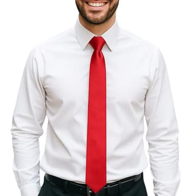 trilece Ties for Men - Mens Red Tie - Men's Solid Color Costume Ties - Formal Neckties for Men - Neck Tie for Man (Red) - Image 1