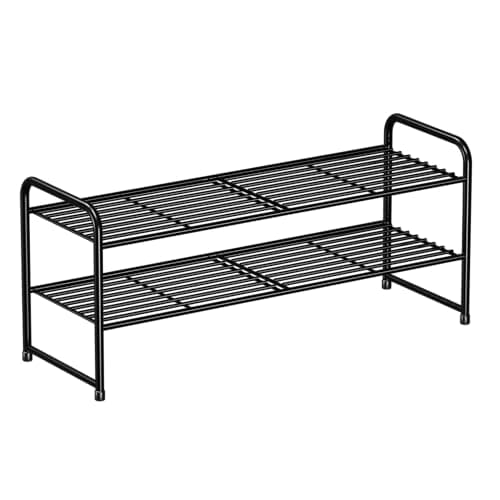 SUFAUY 2-Tier 33" Wide Shoe Rack, Closet Metal Shoe Rack Organizer Heavy Duty, Stackable, Black - Image 1