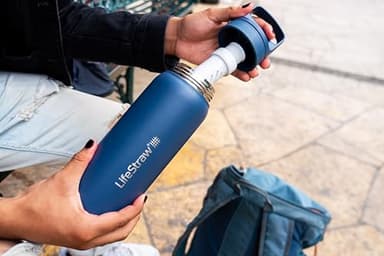 LifeStraw Go Series — Insulated Stainless Steel Water Filter Bottle for Travel and Everyday Use Removes Bacteria, Parasites and Microplastics, Improves Taste, 24oz Nordic Noir - Image 6
