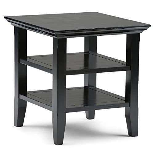 SIMPLIHOME Acadian SOLID WOOD 19 inch Wide Square Transitional End Table in Black for the Living Room and Bedroom - Image 1
