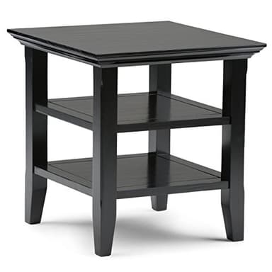 SIMPLIHOME Acadian SOLID WOOD 19 inch Wide Square Transitional End Table in Black for the Living Room and Bedroom - Image 1