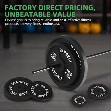 Fitvids Cast Iron 1-Inch Standard Weight Plate for Strength Training & Weightlifting, Multiple Weights Available, 45LB (Pair) - Image 4