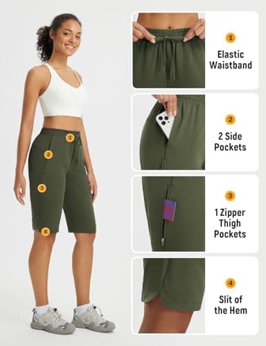 baleaf Women's Bermuda Shorts for Hiking UPF 50 Lightweight Quick Dry Water Resistant Short with Pockets Army Green XXL - Image 3
