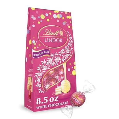 Lindt LINDOR Birthday Cake White Chocolate Truffles, White Chocolate Candy with Smooth, Melting Truffle Center, 8.5 oz. - Image 1