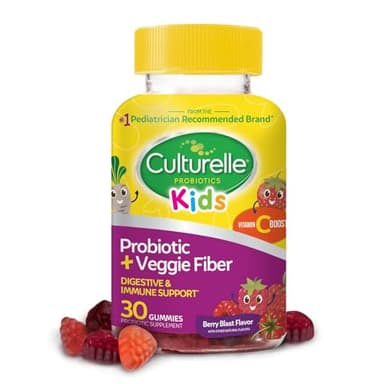 Culturelle Daily Probiotic for Kids + Veggie Fiber Gummies (Ages 3+) 30 Count Berry Flavor - Probiotics for Digestive Health & Immune Support Plus Vitamin C Kids Boost - Image 1