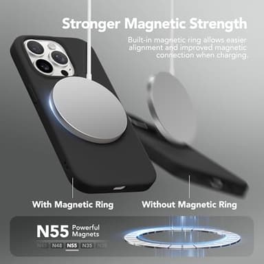 GONEZ for iPhone 14 Pro Case, Compatible with Magsafe, with Screen Protector + Camera Lens Protector, Soft Anti-Scratch Microfiber Lining, Shockproof Liquid Silicone Phone Cover, Black - Image 4