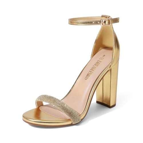 DREAM PAIRS Women's Hi-Chunk High Heel Pump Sandals,Size 7.5,Gold-Rhinestone,HI-CHUNK - Image 1