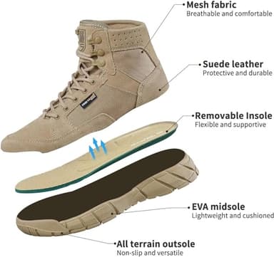 FREE SOLDIER Waterproof Hiking Work Boots Men's Tactical Boots 6 Inches Lightweight Military Boots Breathable Desert Boots(Tan 7.5) - Image 3