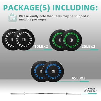 Fitvids Olympic 2" Bumper Plates Set Including 160LB Weight Plates Set & 7FT Olympic Barbell Bar(205 Pounds Total), Multiple Packages - Image 2