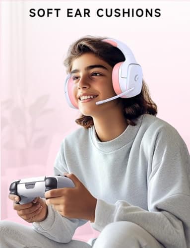 Gvyugke 2.4GHz Wireless Gaming Headsets for PS5, PS4, PC, Switch - Bluetooth 5.3 Gaming Headphones with Noise Canceling Mic, 7.1 Surround Sound, 70H Battery, RGB Lighting - Pink - Image 8