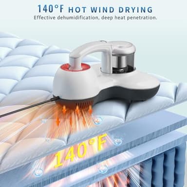 Mattress Vacuum Cleaner, Handheld UV Bed Vacuum Cleaner 16KPa & 12800 Vibrations Per/Min Upgraded Effectively Clean Up Bed, Pillows, Cloth Sofas, Carpets and Ther Fabric Surfaces - Image 6