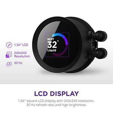 NZXT Kraken 240 - RL-KN-240-B1-240mm AIO CPU Liquid Cooler - Customizable 1.54" Square LCD Display for Images, Performance Metrics and More - High-Performance Pump - 2 x F120P Fans - Black - Image 3