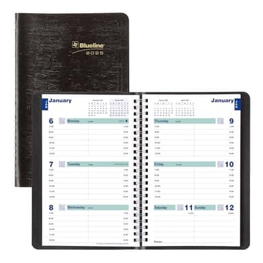 Blueline® 2025 Plan & Link™ Essential Weekly Planner, Appointment Book, 12 Months, January to December, 8" x 5", Black (C5075.81T-25) - Image 1