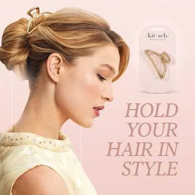 Kitsch Metal Hair Clips for Women - Durable & Elegant Metal Claw Clips, Perfect for Everyday Use & Special Occasions - Gold, 1 Pc - Image 4