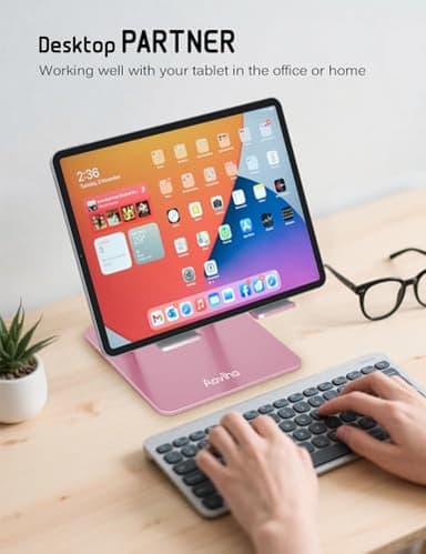 Aoviho Tablet Stand Holder for Desk, Adjustable Desktop Tablet Holder, Foldable Aluminum Tablet Mount for iPad pro 12.9, iPad Air Mini, Samsung Galaxy Tabs Z Fold Kindle Fire,4-12 inch, Rose Gold - Image 4